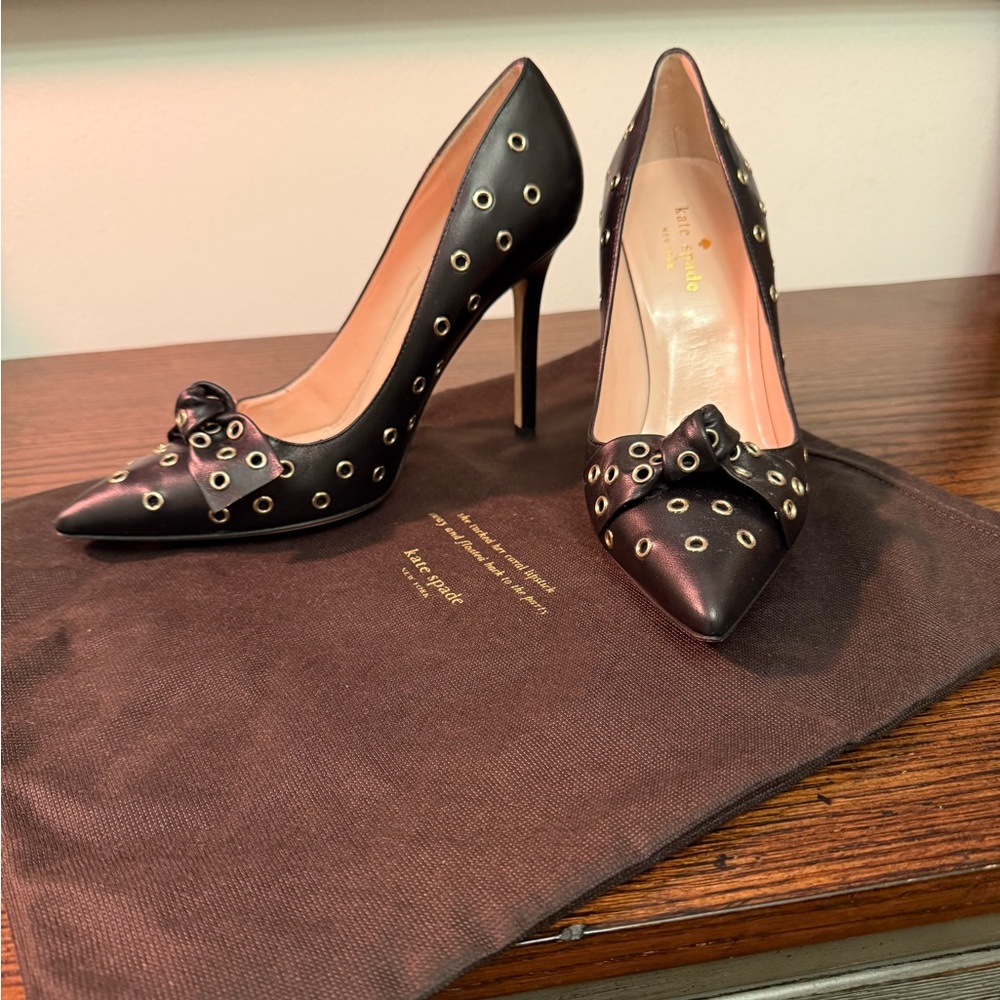 Kate Spade Black Heels with Gold Accents